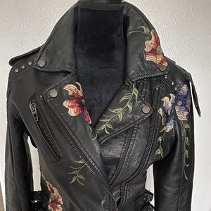 Vegan Leather Embroidered Jacket